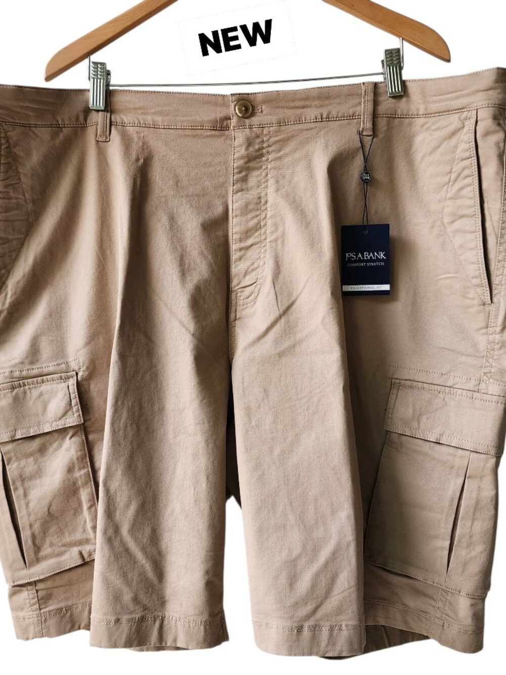 44 Shorts Cargo Beige Tan Khaki Jos A Bank New Traditional Fit Pockets Cotton Sz